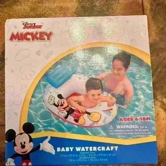 Disney Jr Mickey Mouse Baby Watercraft Inflatable Float Floatie Pool Swimming - Picture 2 of 3